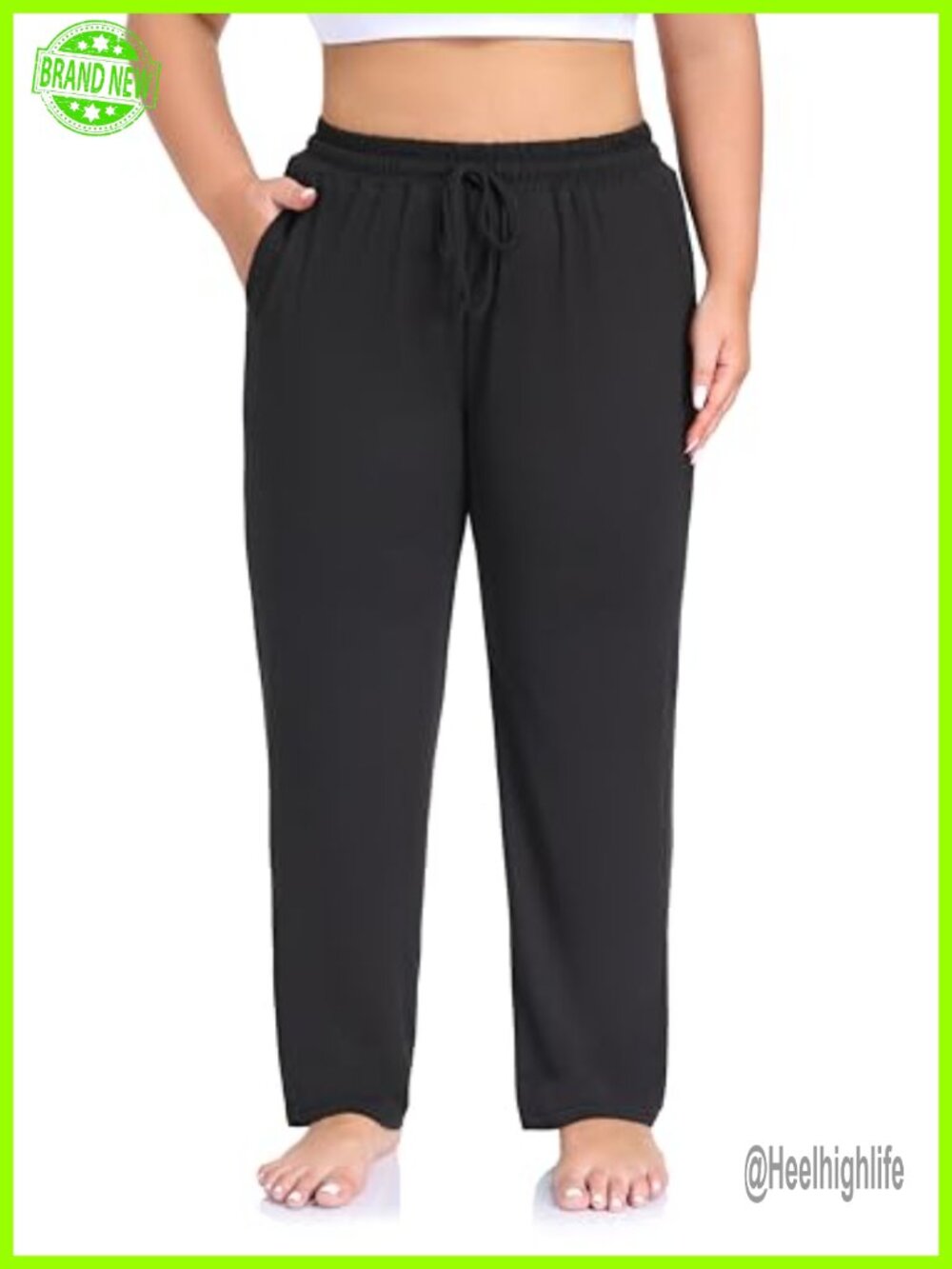 Plus Size Yoga Pants Straight Leg Joggers Drawstring Pockets